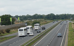 Three Traveller’s Choice coaches on the A11 at Red Lodge - 14 Jul 2019 (P1030113)