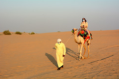 U.A.E., Dubai, Camel Ride in the Desert