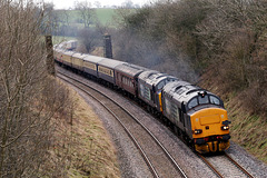 37218+37609 on a charter from Bristol TM to Carlisle at Nappa 9th February 2013