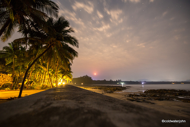 The moon rising over Nandgaon