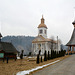 Romania, Maramureș, Old Wooden Church, New Church and Wooden Gazebu in the Moisei Monastery
