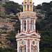 Glockenturm der Kirche von Kloster Panormitis auf der Insel Symi