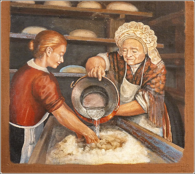 Usseaux : Arti e mestieri - murales : l'impasto per il pane -