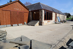 Spread, levelled and rolled - in under three hours, ready for Caithness slate paving.