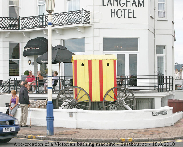 A recreation of a bathing machine Eastbourne 18 8 2010