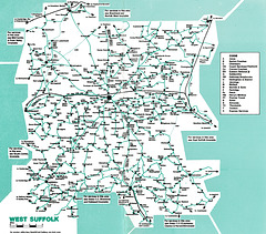 Suffolk County Council West Suffolk bus map - April 1981