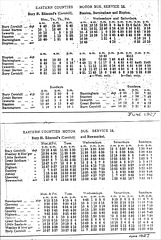 June 1927 timetable: Eastern Counties Road Car Co services 15 and 16