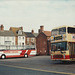 Eastons Coaches D468 ALR and Eastern Counties VR193 (TEX 403R) at Cromer – 7 Aug 1995 (278-31)