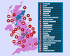 cvd - UK top 25 ZOE hotspots, 11th June 2021