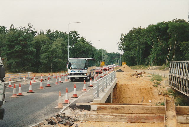 York Brothers 946 BKH leaving Barton Mills - Aug 1994