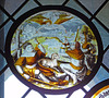 Annunciation to the Shepherds Stained Glass Roundel in the Cloisters, October 2017