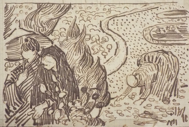 Detail of the Illustrated Letter to Willemein Van Gogh by Van Gogh in the Metropolitan Museum of Art, July 2023