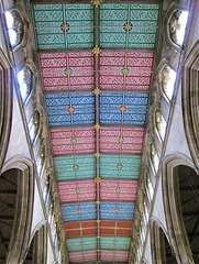 The extraordinarily colourful ceiling of Hull Minster.