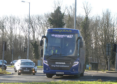 Prospect Coaches (Megabus contractor) PR73 KNG at Fiveways, Barton Mills - 7 Jan 2024 (P1170221)