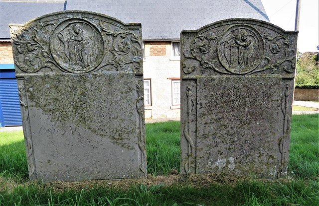 titchmarsh church, northants (2) c19 gravestones with mourners