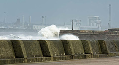 Waves hitting the promanade sea wall