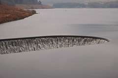 Torside Reservoir overflowing