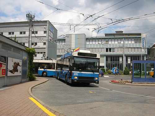 DSCN2110 VBL (Luzern) trolleybus 270 and drawbar trailer 316 at Kriens - 14 Jun 2008