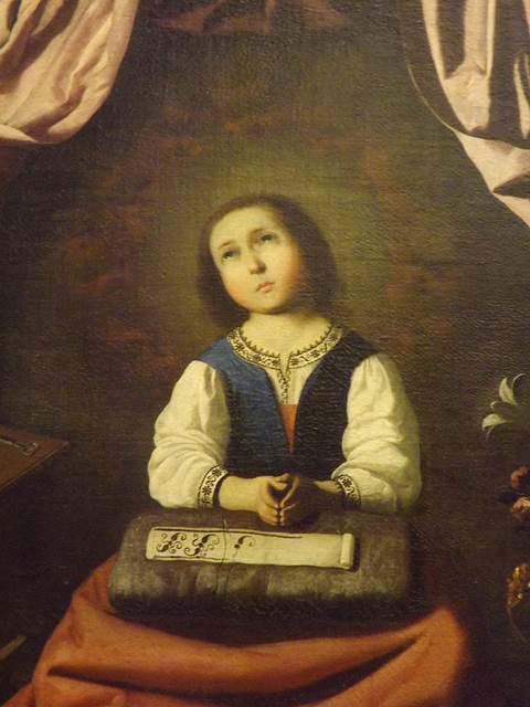 Detail of The Young Virgin by Zurbaran in the Metropolitan Museum of Art, February 2014