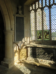 titchmarsh church, northants , c18 tombs of major creed and wife +1704, +1705 (2)