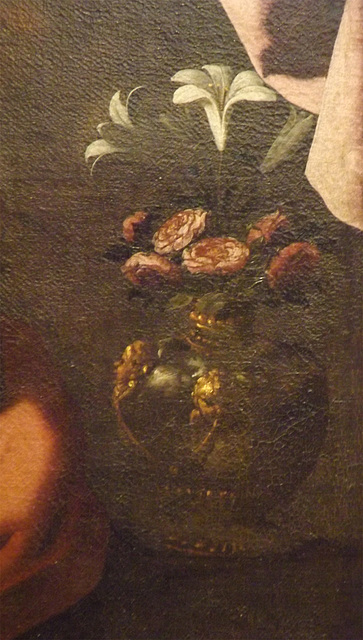 Detail of The Young Virgin by Zurbaran in the Metropolitan Museum of Art, February 2014