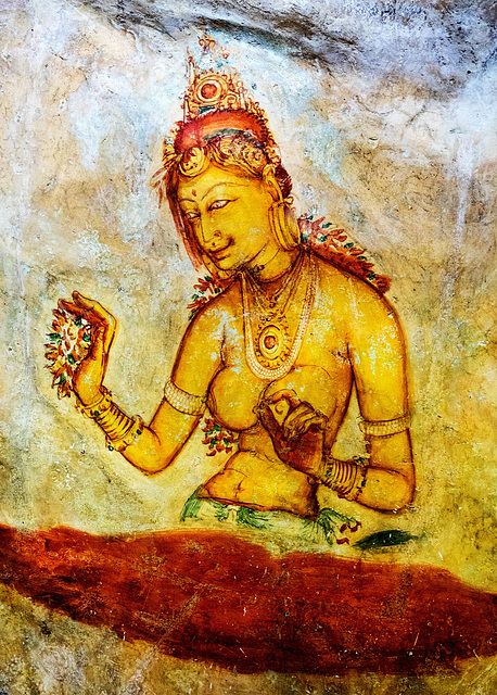 The clouds girl of Sigiriya - Frescoes, Sri Lanka tour - the seventh day