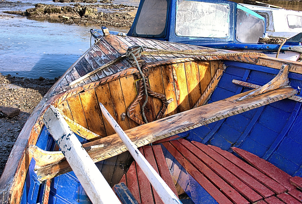 Clinker Built Boat. Seaton Sluice, Northumberland