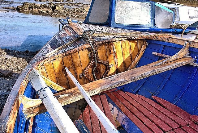 Clinker Built Boat. Seaton Sluice, Northumberland