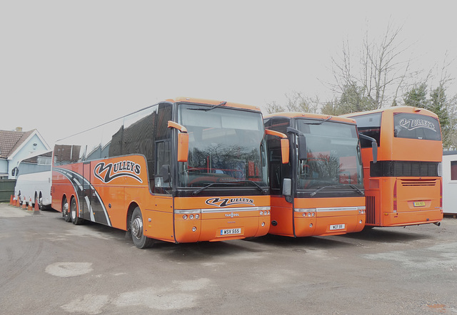 Mulleys Motorways coaches at Ixworth - 25 Mar 2023 (P1140719)