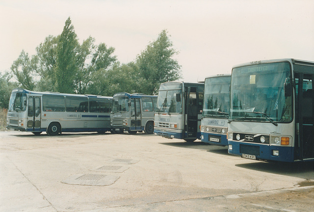 Cambridge Coach Services vehicles at Waterbeach - 15 Jul 1990