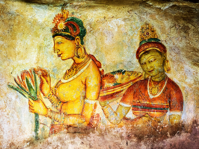 The clouds girl of Sigiriya - Frescoes, Sri Lanka tour - the seventh day