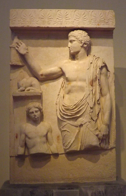 Grave Stele from Aegina Possibly from the Workshop of Agorakritos in the National Archaeological Museum in Athens, May 2014