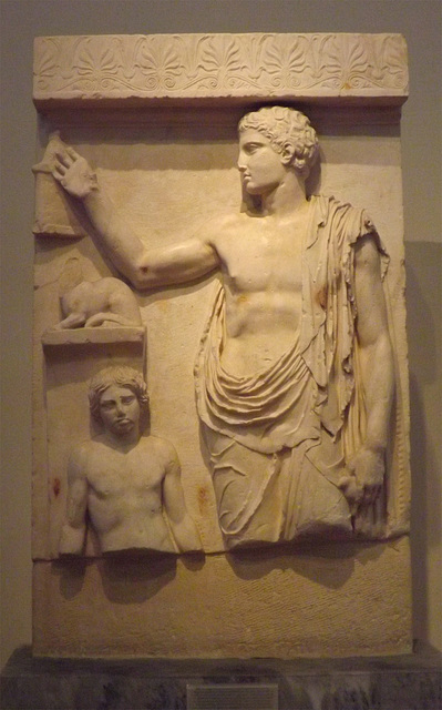 Grave Stele from Aegina Possibly from the Workshop of Agorakritos in the National Archaeological Museum in Athens, May 2014