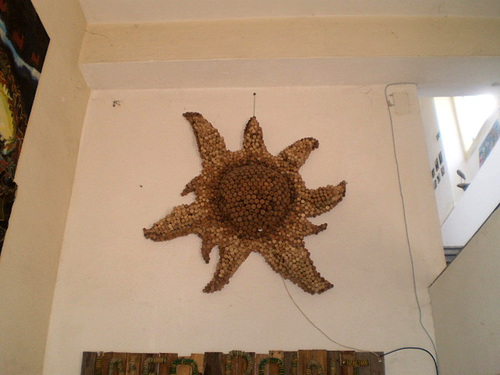 Sun made out of cork stoppers.