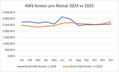 DE monatliche AWS Kosten 2024 2025