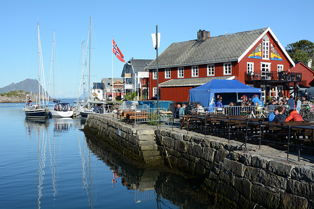 Norway, Lofoten Islands, The Village of Kabelvåg on the Coast of Smedvika Bay