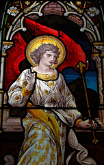 Detail of Victorian stained glass, Stanton in the Peak, Derbyshire