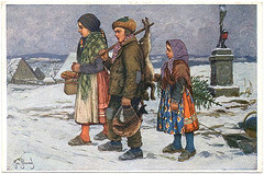Kristnaska bildkarto, petkantantoj, 1943, aŭtoro J. Strnad