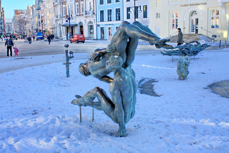 Rostock, Akrobatik im Schnee