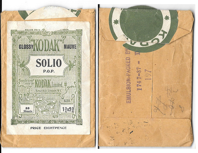 Kodak Solio P O P papers envelope