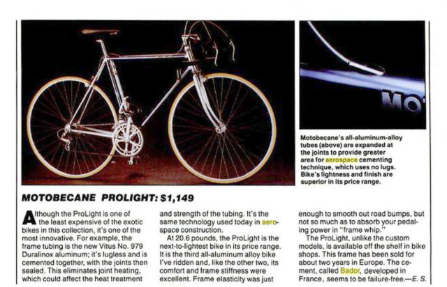 Motobecane Prolight Popular Mechanics 7.82