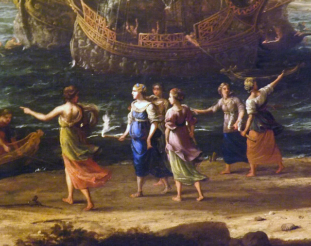 Detail of the Trojan Women Setting Fire to Their Fleet by Claude Lorrain in the Metropolitan Museum of Art, February 2014