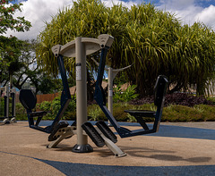 Outdoor exercise equipment in the Paofai Gardens park