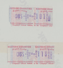 Eastern Counties Setright bus tickets - Nov  1994
