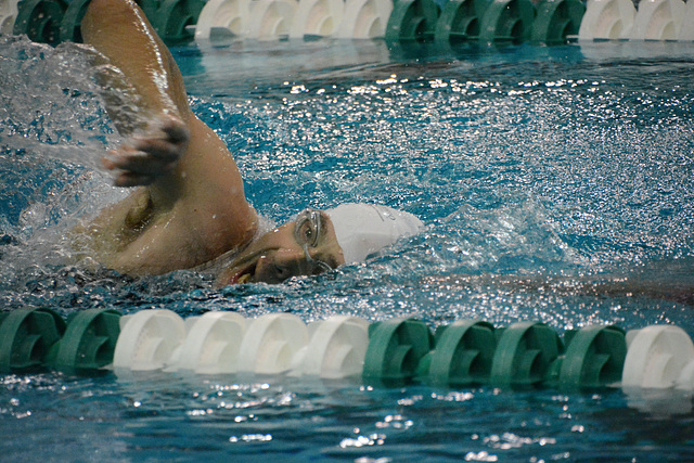 Swimming for all he's worth at the beginning of the triathlon