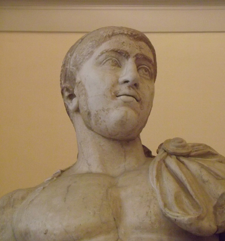 Detail of a Portrait of Alexander Severus with a Body of the Diomedes Type in the Naples Archaeological Museum, July 2012