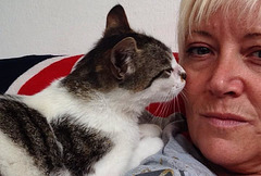 Mandi having her daily cuddle with Alfie