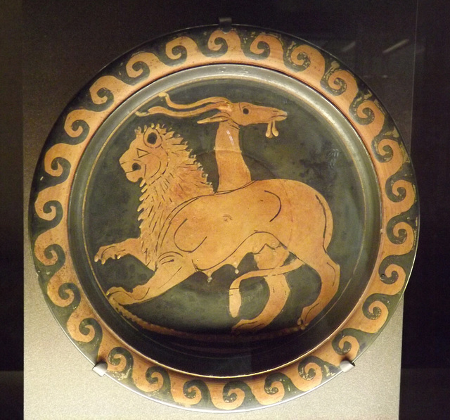 Red-Figure Plate by the Lampas Group with Chimaera in the Louvre, June 2013