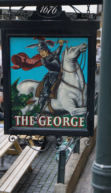 Sign at The George pub