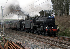 Class 5MT 44871+45407 at Beckfoot on 1Z60 Preston to Edinburgh The Great Britain VI 23rd April 2013